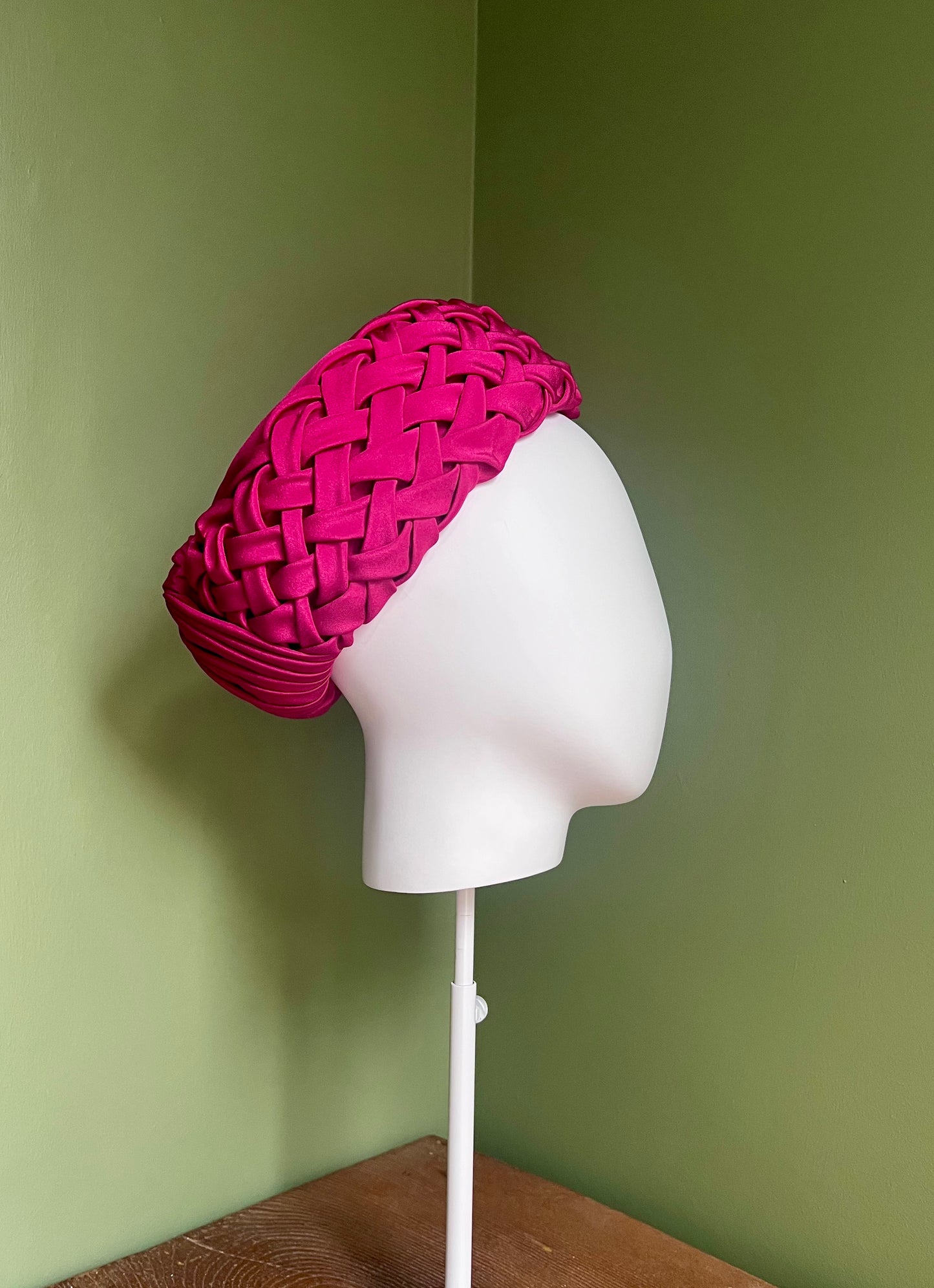 Charlotte - Lattice smocked draped silk pillbox - Berry