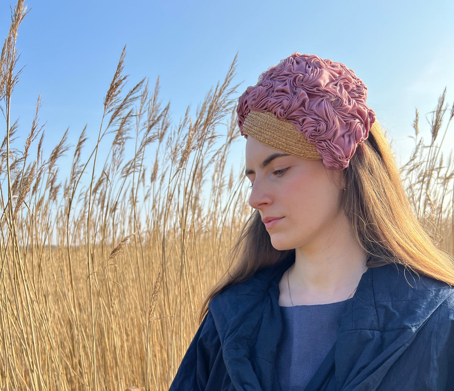 Millie - Rose-smocked beret percher - Pink