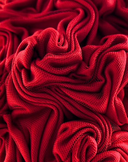 Rosa -  Rose-smocked silk headband in red