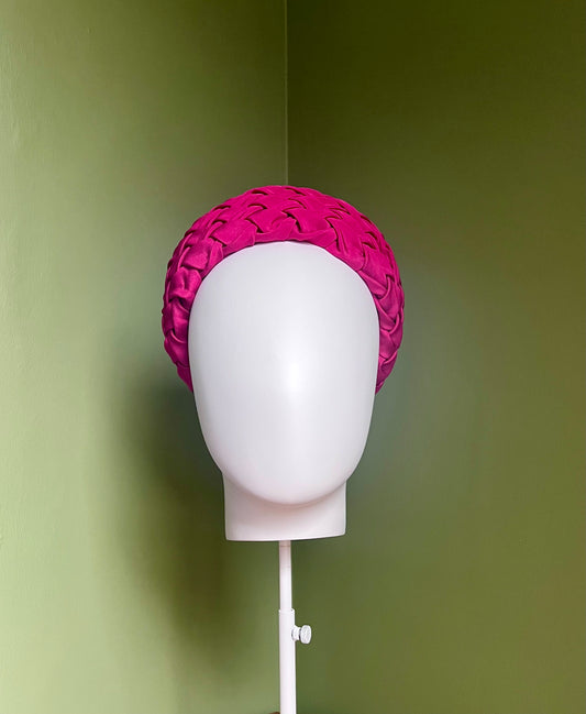 Charlotte - Lattice smocked draped silk pillbox - Berry