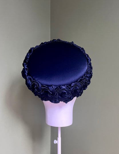 Eleanor - Rose smocked pill box - navy