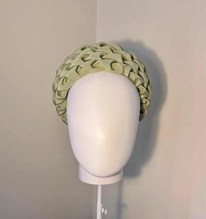 Claudia - Arrow-smocked pill box in sage silk crepe