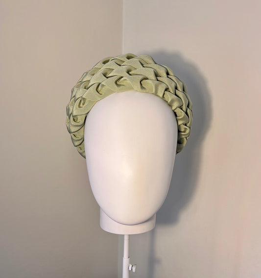 Claudia - Arrow-smocked pill box in sage silk crepe