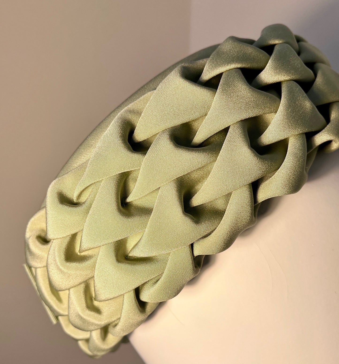 Claudia - Arrow-smocked pill box in sage silk crepe