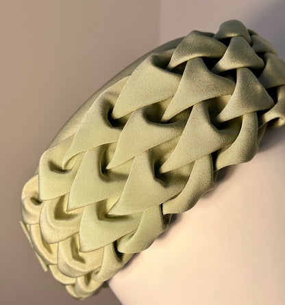 Claudia - Arrow-smocked pill box in sage silk crepe